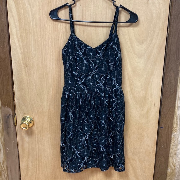 Bebop black and silver flower lace dress. - Picture 1 of 4